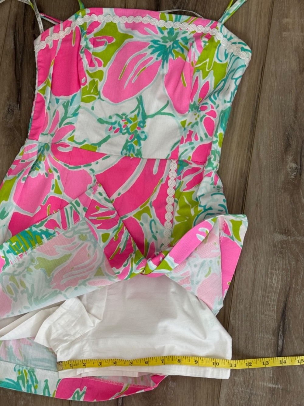 Lilly Pulitzer Jesse Skort Romper Dress Cotton Pink Green Floral Straps Sz 2 - Picture 13 of 16